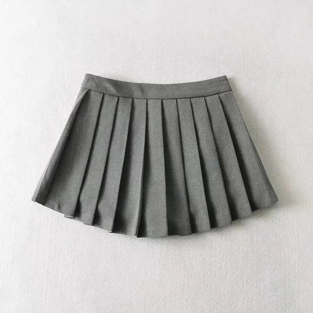 Vintage Pleated Mini Skirt Korean Tennis Fashionista Style