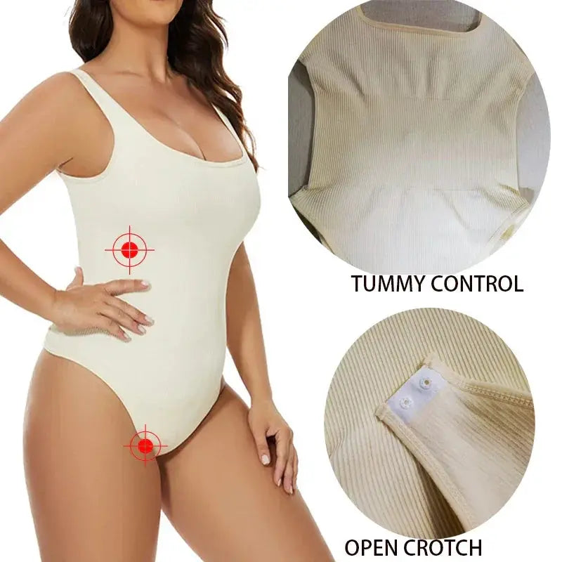 Guudia Seamless Tummy Control Bodysuit With Open Crotch