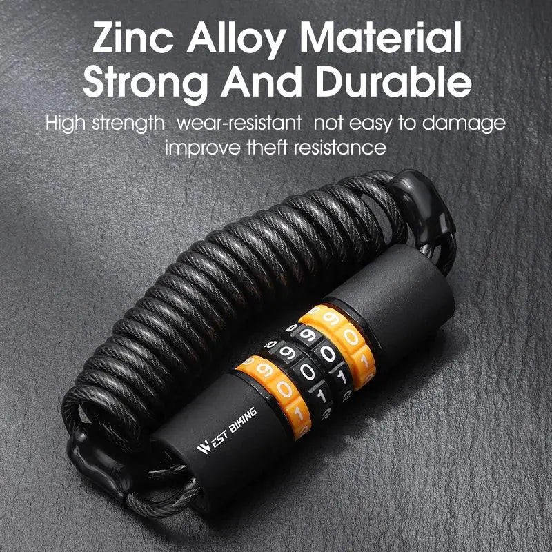 Compact Zinc Alloy Password Bicycle Lock With Steel Cable