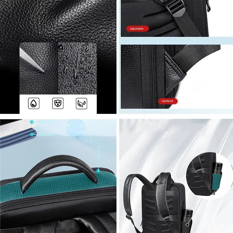 100% Genuine Leather Backpack For Men 15.6 Inch USB Charge - OurLum.com