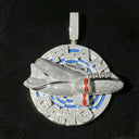 Gold Plated Iced Out Plan Gang Pendant CZ Airplane Target