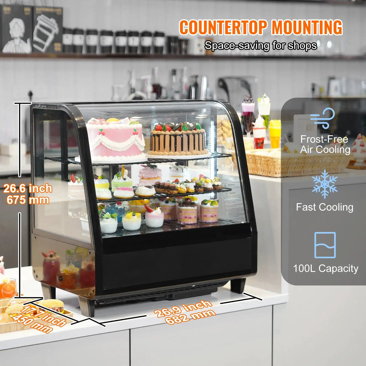SucceBuy Refrigerated Display Case Countertop Pastry Display Case — product view 2