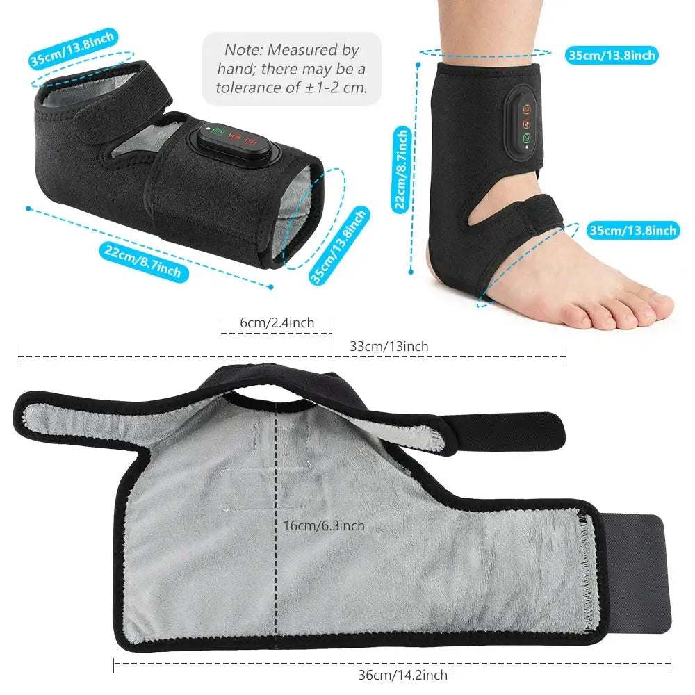 Electric Dual Ankle & Foot Massager 3 Levels Heat Vibration Hot Compress Ankle Massage Heated Wrap Support Brace Foot Protector