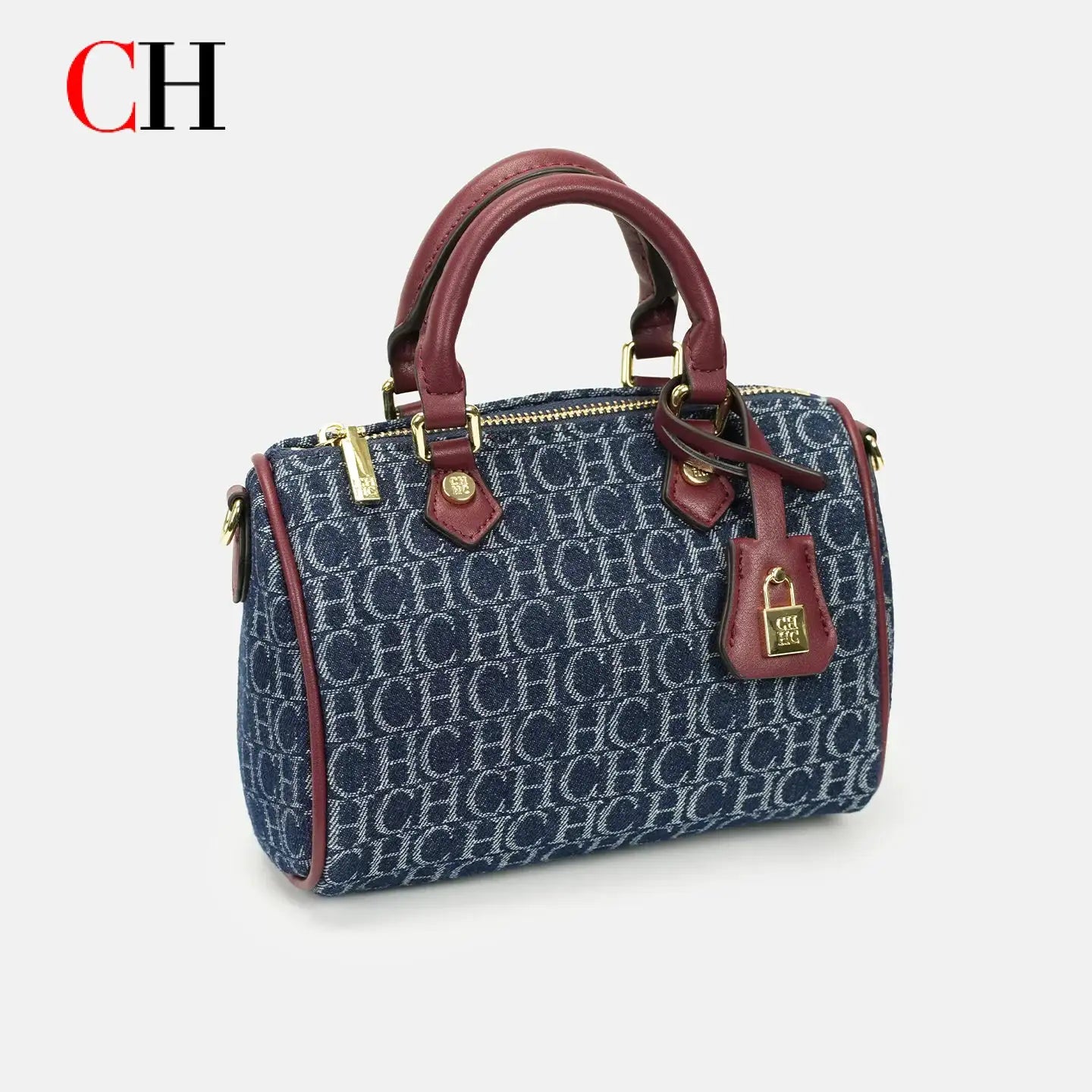 CH Boston Handbag Women Mini Barrel Bag Luxury Lock Decor Top Handle Crossbody Bag Vintage Ladies Shoulder Purse For Daily