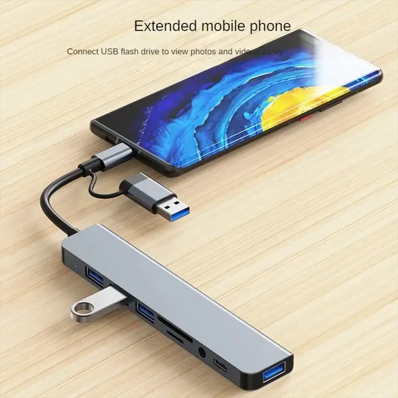 8 In 2 USB Hub USB C Docking Station High Speed 5 Gbps