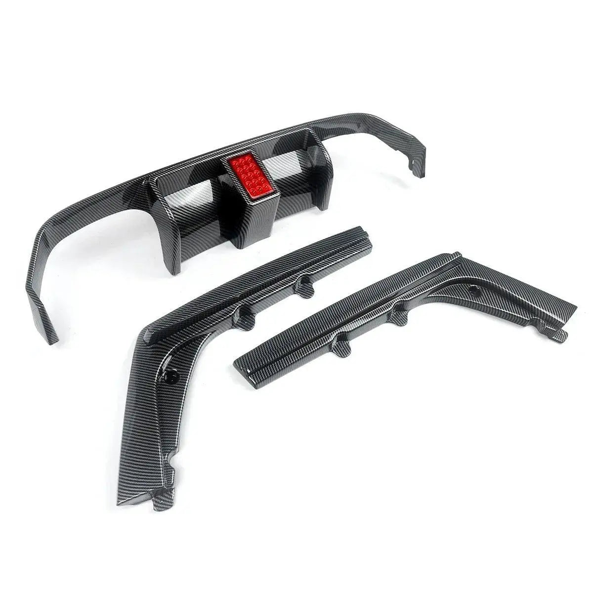 Carbon Fiber Look Rear Diffuser Lip With Light For BMW M3 M4
