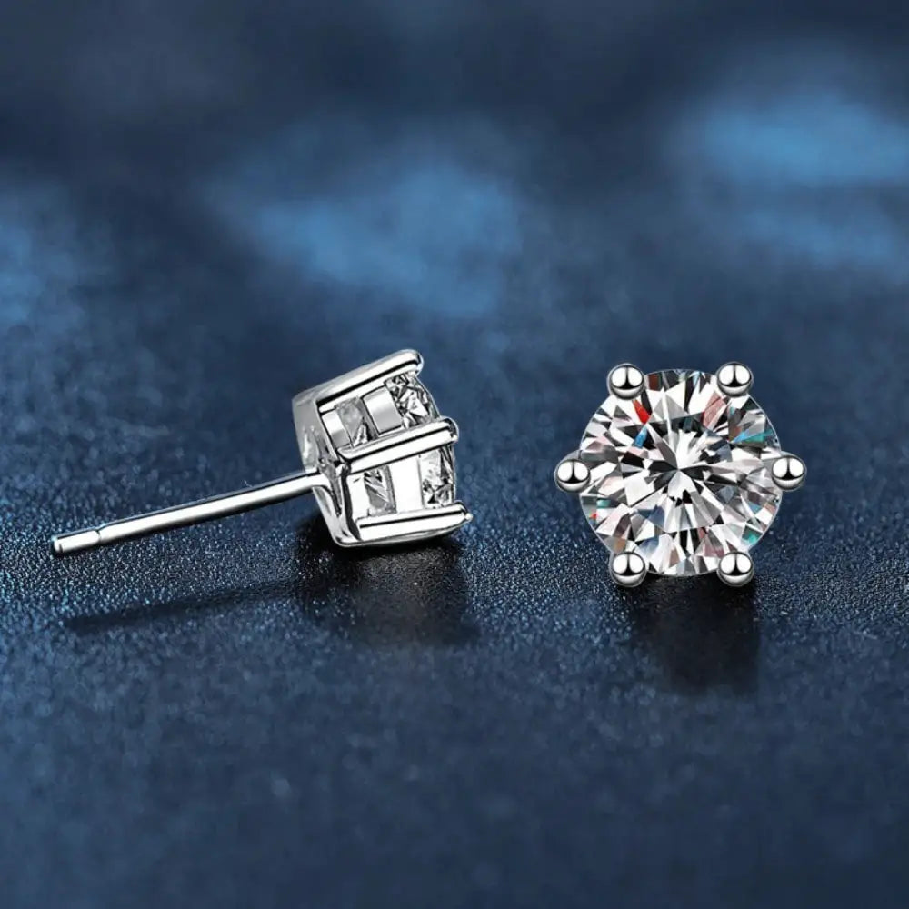 Moissanite Stud Earrings in Sterling Silver Angel earplugs earrings — product view 1
