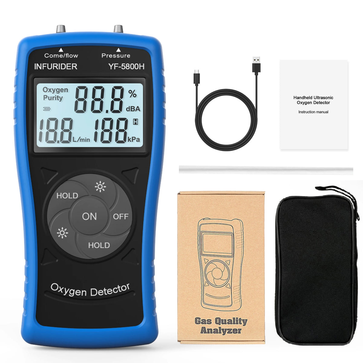 Handheld Ultrasonic Oxygen Detector, Flow/Concentration/Pressure — product view 7
