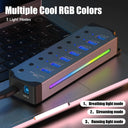 10 Port USB 3.0 Hub - Powered RGB Switch
