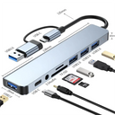 8-In-2 USB Hub 3.0 USB-C Docking Station High Speed Adapter