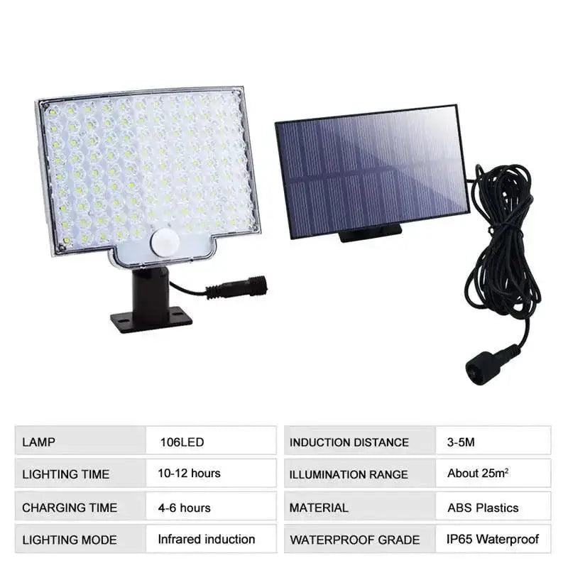 Solar LED Motion Sensor Security Light Outdoor Floodlight