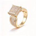 Gold Square Zircon HipHop Ring