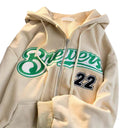 Women Letter Embroidery Oversized Hoodies Casual Jacket