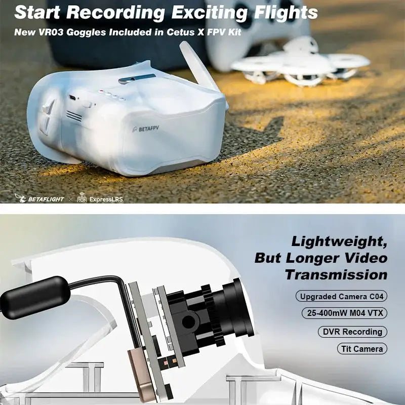 Cetus X FPV Kit Remote Radio Transmitter VR03 FPV Goggles C04 RC Mini Drones Brushless FPV Quadcopter