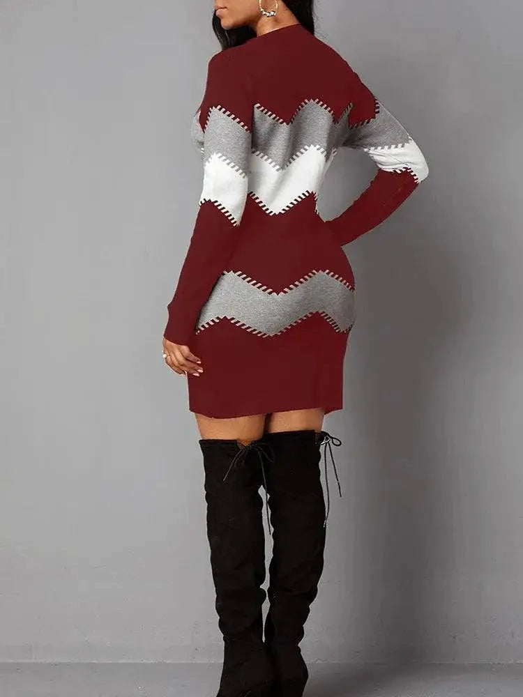 Autumn Elegance Plus Size Knit Bodycon Dress For Women