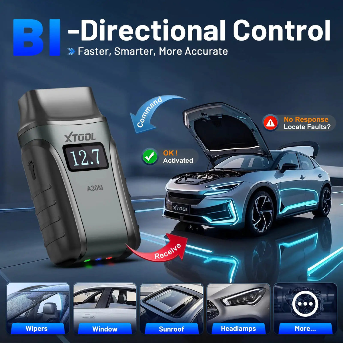 XTOOL Anyscan A30M OBD2 Scanner Active Test Car Diagnostic Tool 23+ Reaet Code Reader with FCA Auto VIN Lifetime Free Update
