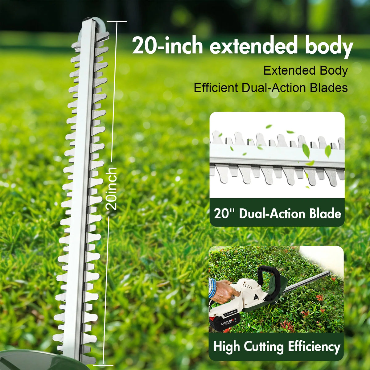 Inch Electric Hedge Trimmer Dual-Action Blade Handheld Shrub — product view 2