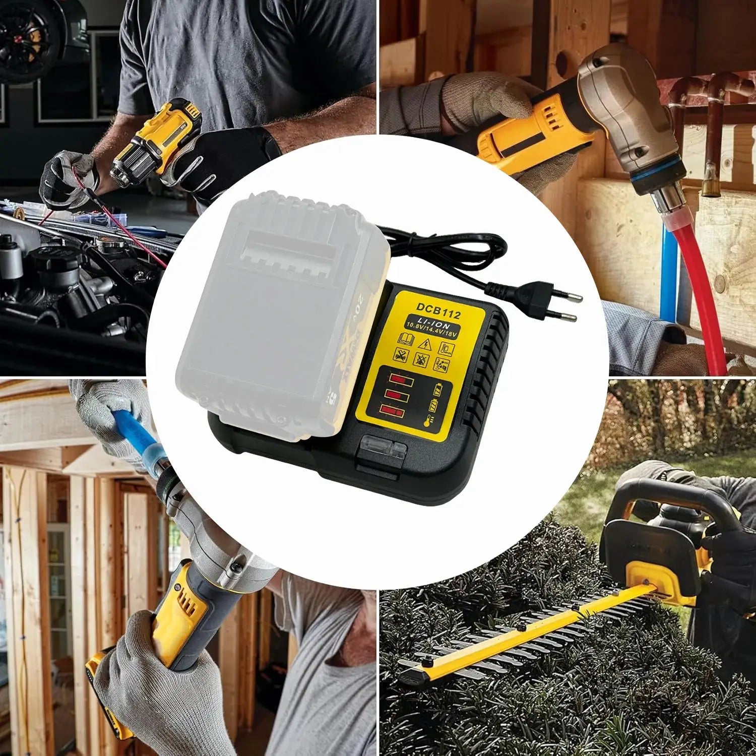 DCB112 Battery Charger For Dewalt 10.8V 12V 14.4V 18V 20V DCB206 DCB205 DCB204 DCB203 DCB120,DCB107 DCB115 DCB105(No battery)