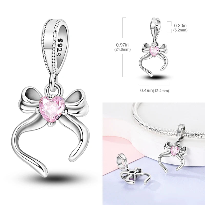 Charm Beads Sterling Silver Pink