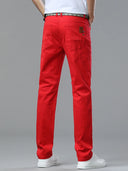 Four Season New Men's Yellow Jeans Fashion Business Casual