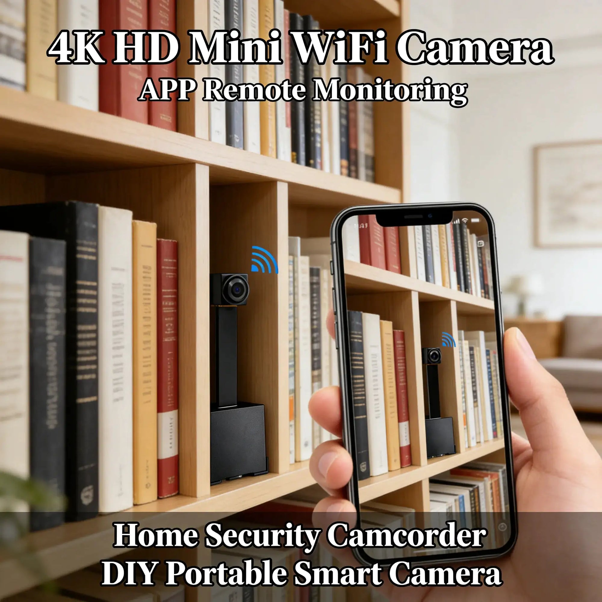 Upgraded Version 4K HD Mini WiFi Camera Supports Remote Viewing Motion Detection Home Nanny Style DIY Camera Supports SD Card