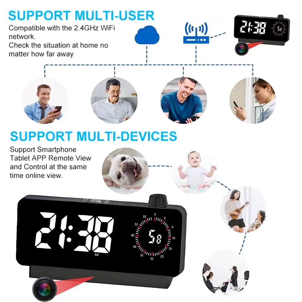 4K HD Mini WiFi Clock Camera, Supports Remote Viewing, Mobile Detection, Light Adjustment, Nanny Style Wireless WiFi Camera