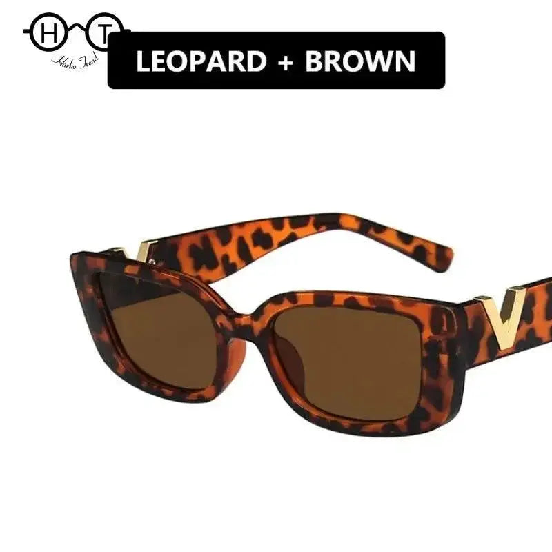 Vintage Retro Rectangle Sunglasses For Women Black Frame