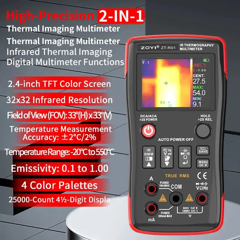 ZOYI R01 Thermal Imager and Multimeter 2 in 1 Infrared Thermometer and Electrical Tester