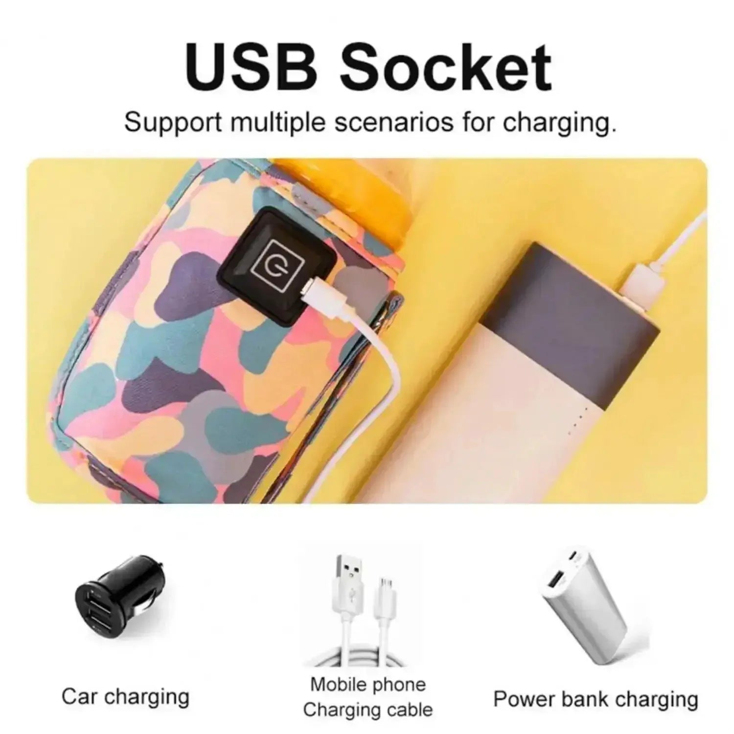 USB Milk Warmer Bottle Heater Travel Insulated Bag