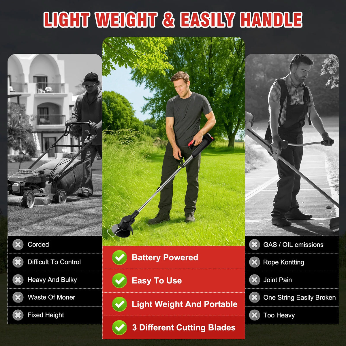 Grass Trimmer U-Handle Weed Whacker Lawn Mowers Inches Telescopic — product view 4