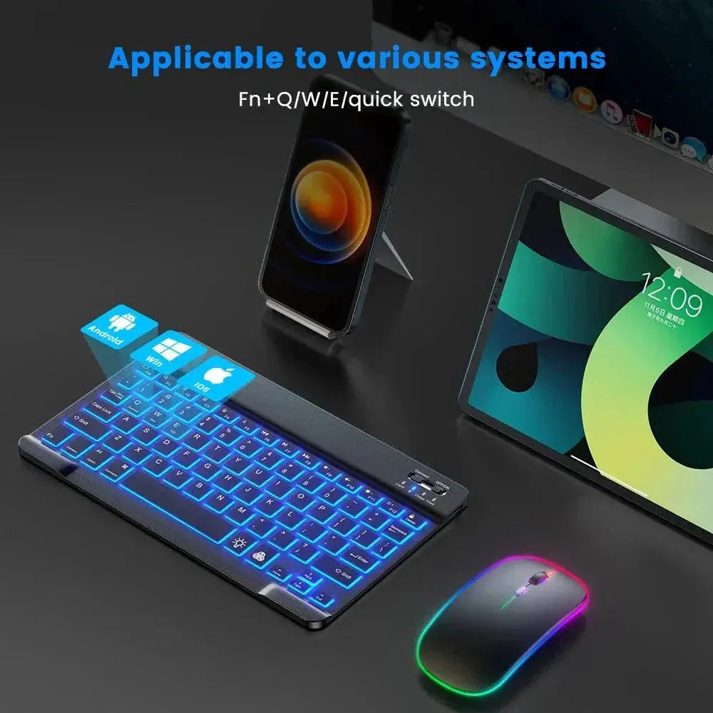 EMTRA Multilingual Backlit Keyboard And Mouse Portable Power