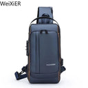 Anti Theft Chest Bag Stylish Waterproof Crossbody USB Port