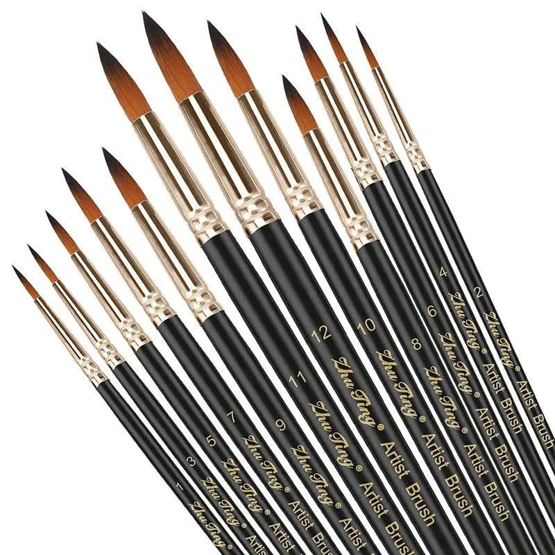 Professional Nylon Hair Paint Brush Set For Acrylic Art