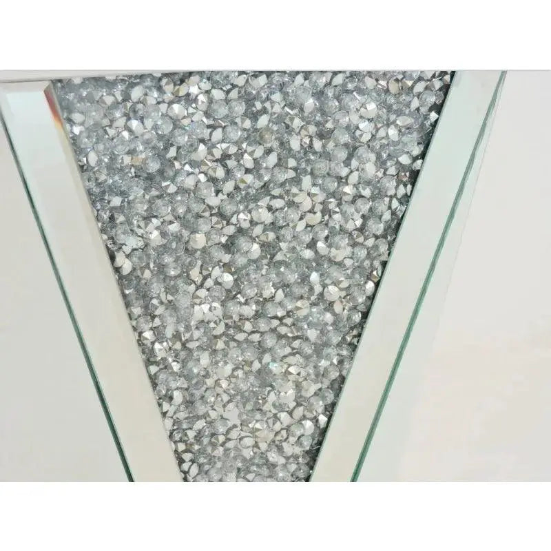 Pregaspor Silver Mirrored End Table With Crystal Inlay