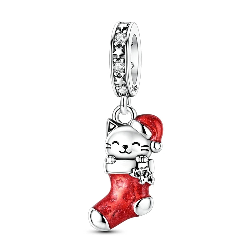 Silver Charm Pendant Christmas Stocking