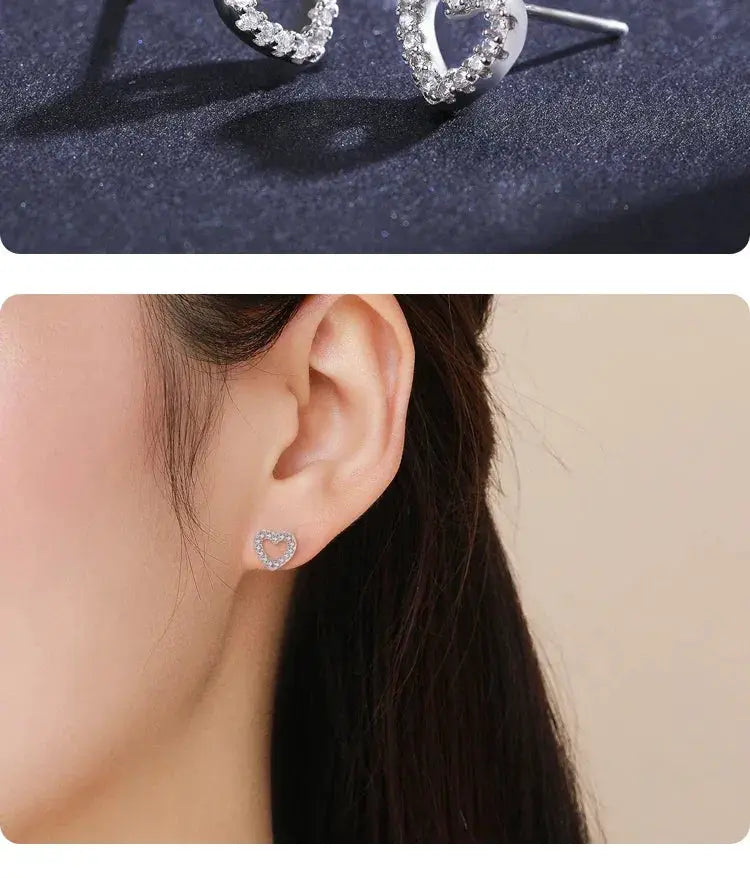 Sterling Heart Stud Earrings for Women — product view 12