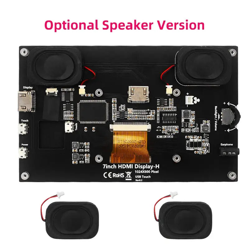 7 Inch Portable Display IPS LCD Capacitive Touch Screen 1024x600 Monitor Optional Speakers for Raspberry Pi Laptop PC