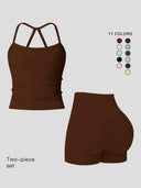 Yoga Set Women Quick Dry Cami High Waist Shorts