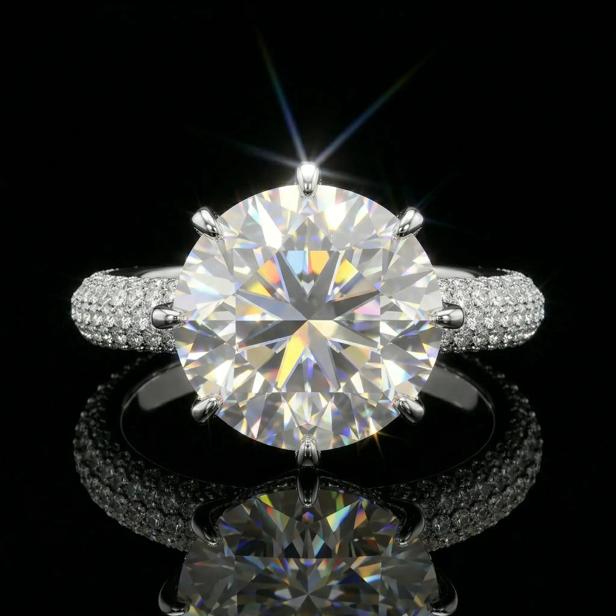 Moissanite Ring in Sterling Silver Couple — product view 1
