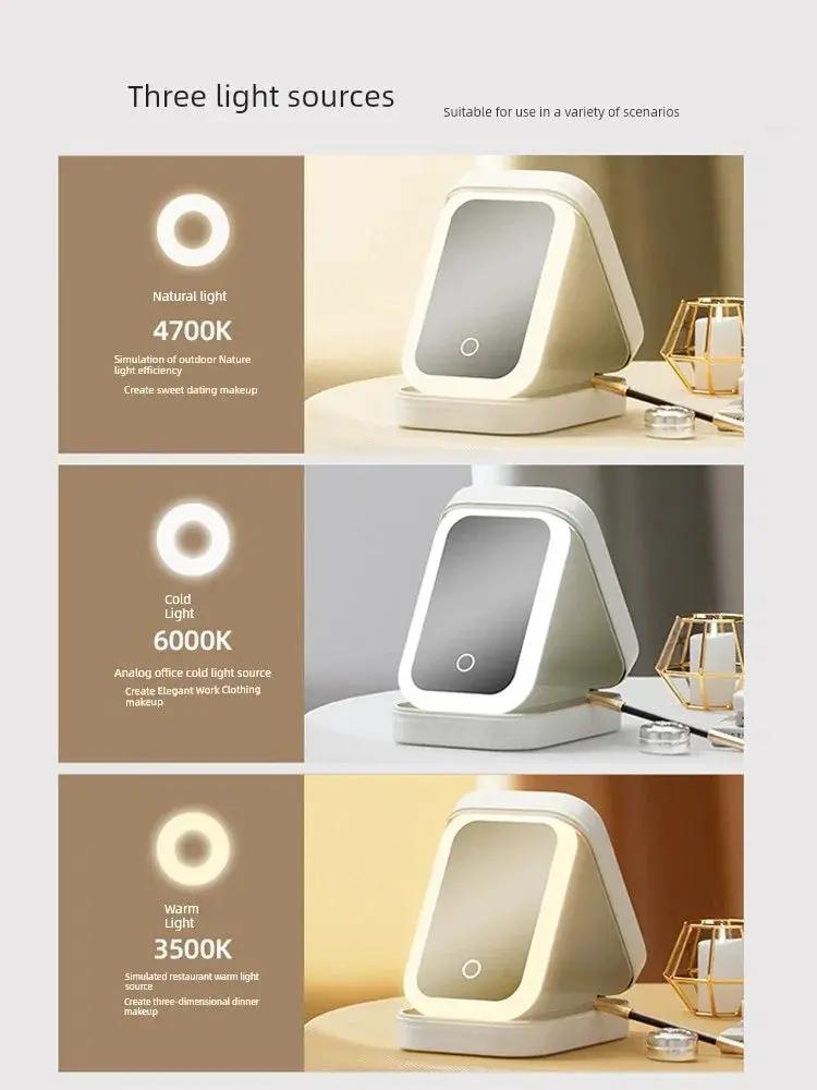 Portable Foldable Storage Box Integrated Dormitory Mirror
