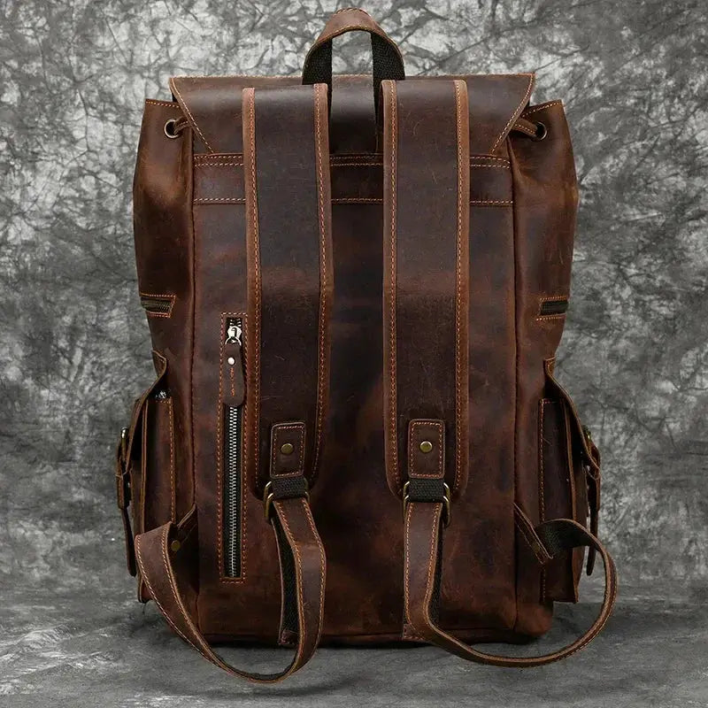 Arrivals Crazy Horse Leather Backpack For Men Large Bag