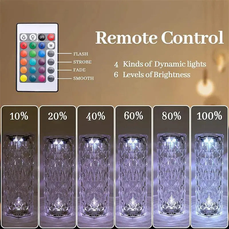 Enchanting 16 Color LED Crystal Rose Light Projector Lamp