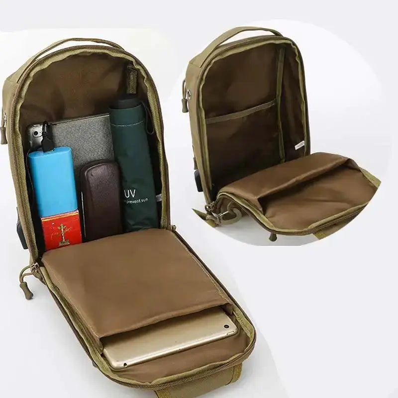 USB Charging Tactical Sling Backpack for Outdoors for Men