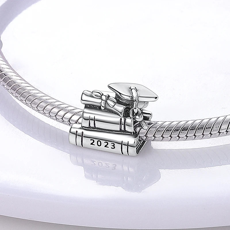 Silver Plated Charm Graduation Campus