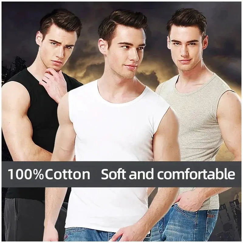 Mens Four Seasons Tight Cotton Vest For Leisure Sports Tee