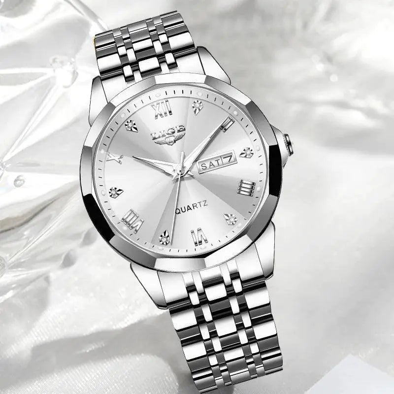 Luxury Stainless Steel Womens Quartz Watch Waterproof