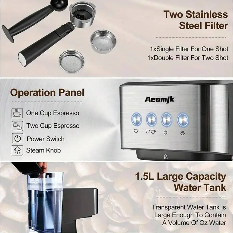 Semi-Automatic Espresso Machine, Single And Double Cup — product view 5