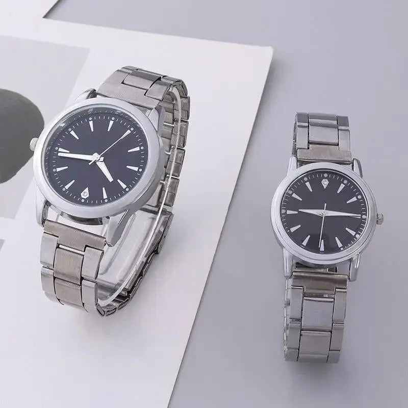 Luxury Stainless Steel Quartz Timepiece Set Couples Watch