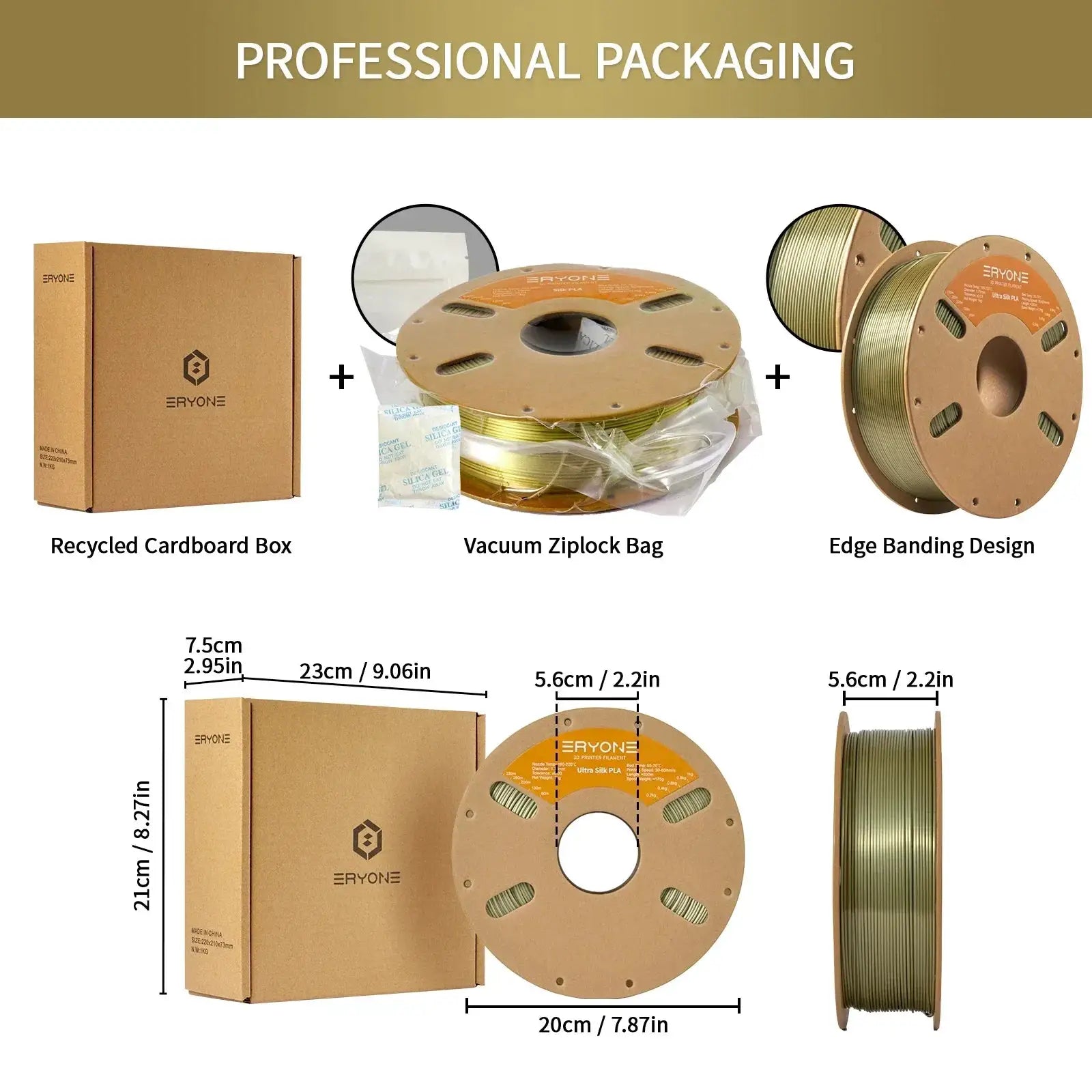 Eryone Ultra Silk PLA Filament 1kg 1.75mm No Clogging