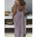 Women Strapless Backless Maxi Dress Sleepwear Loungewear Casual Loose Fit Summer